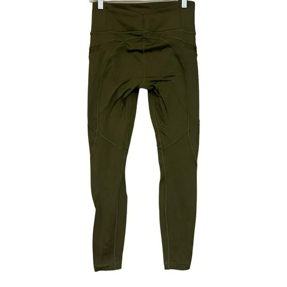 Lululemon Olive Green Zipper Pocket Full Length Leggings Womens 8 - Picture 2 of 5